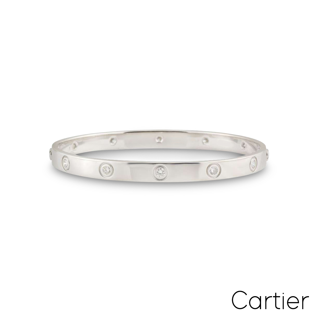 Cartier White Gold Full Diamond Love Bracelet Size 18 B6040718